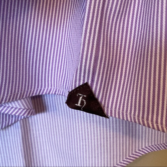 Men’s Dress Shirt HUDSON ROOM Purple Striped Egyptian Cotton Shirt Button Down - Picture 6 of 9